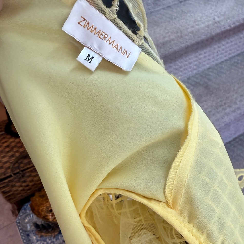 Vintage Bright Yellow Lace Long-Sleeve Fit-and-Flare Dress - Picture 6 of 16
